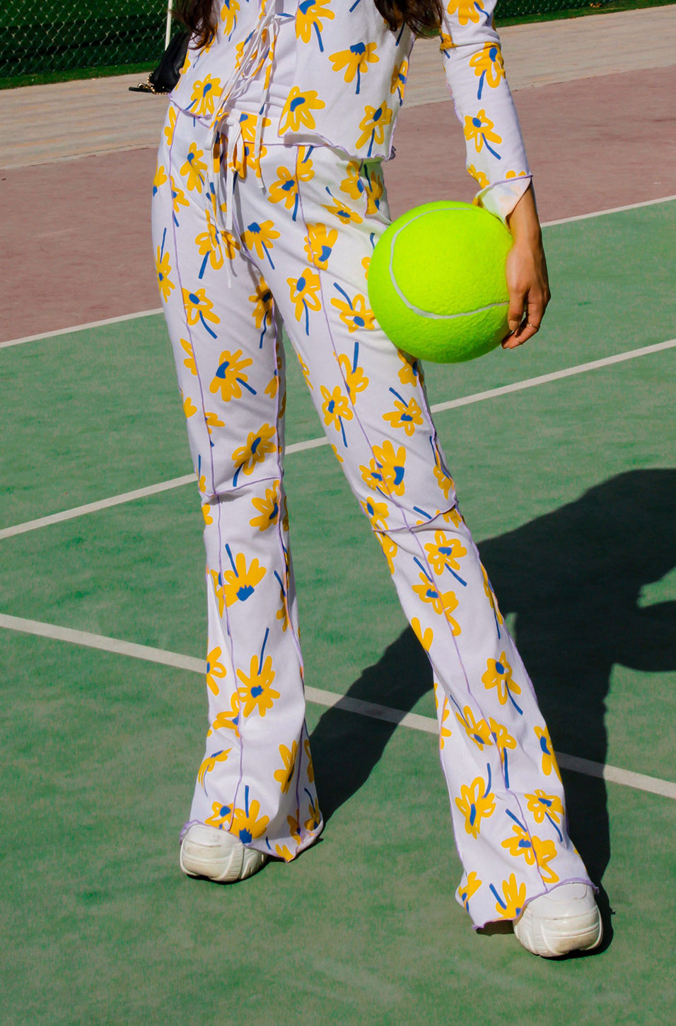 Sunflower Pajama Pants,Pre-Spring Limited Edition,Sustainable Fashion,Upcycled Fabric,Defective Stock,Breathable Material,Drawstrings,doppelganger,Purple Overlock Stitch,Bell Bottom Cut,Sleepover Comfort,Lounging Elegance,Matching Sets,Besties' Fashion,Sale Offer,Stylish Sleepwear,Dubai Fashion,Cozy Pajamas,Sustainable Style,Comfortable Lounge Pants,Limited-Time Deal