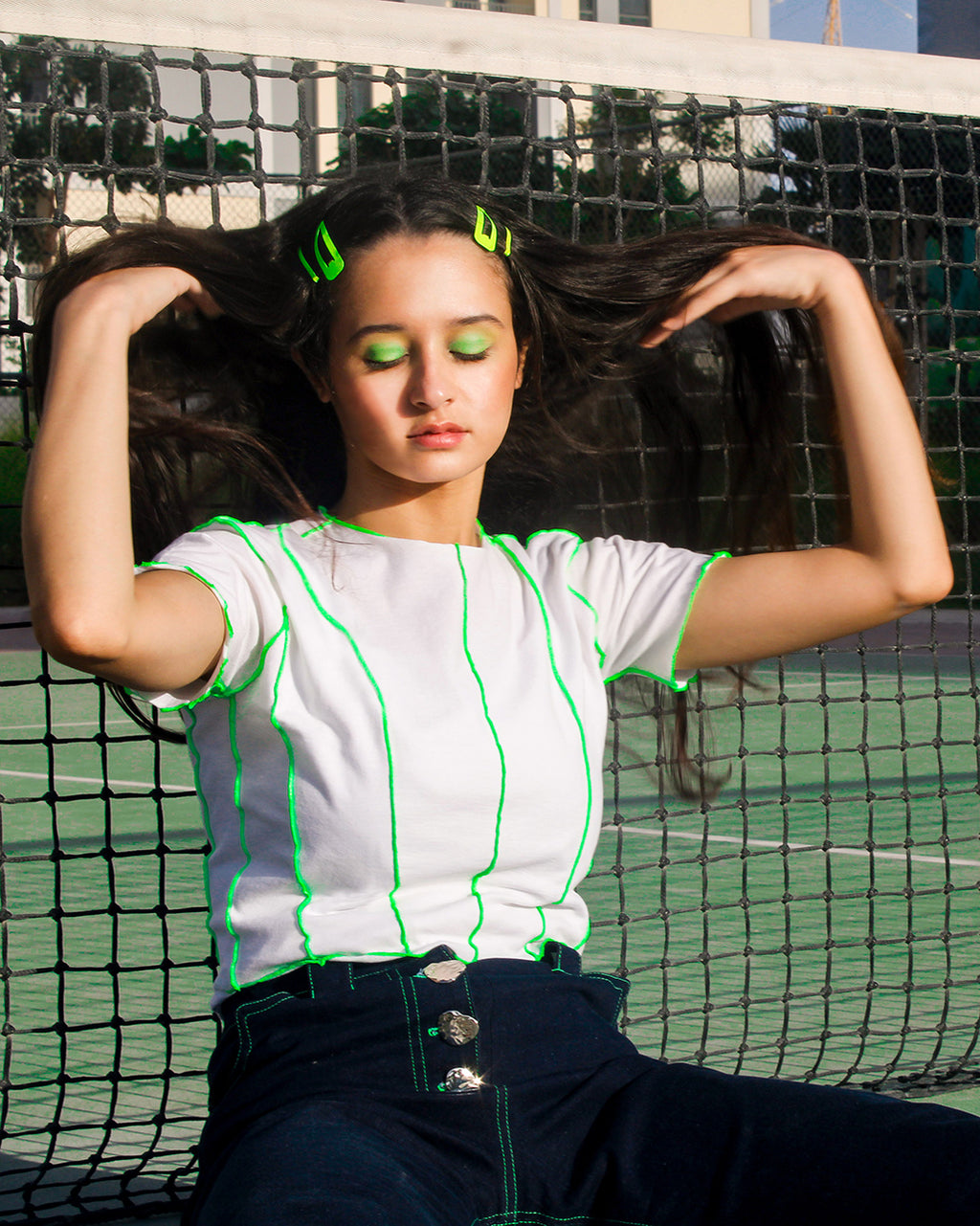 Botany Top, Pre-Spring Collection, Upcycled Fabric, Reusable Material,upcycle Defective Stock, Breathable Cotton, Neon Green Overlock Stitch, 100% cotton,leisure Wear,Homegrown Label,UAE-Based, Daily Wardrobe,Worldwide Shipping,Sustainable Fashion,Eco-Friendly Choice Reimagined Fabric, Eco-Conscious Style, Crop Top, Ethical Clothing, Green Fashion,