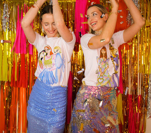 Sisterhood T-Shirt,Colorful Digital Artwork,Friendship Celebration,Embracing Differences,Stylish Outfits,Party outfit,100% Cotton Fabric,Dubai Fashion,Warm Climate Wear,UAE Style,Empowering Women,Women Supporting Women,Unique Design,Fun Night-Out Look,Sequin Skirt Pairing,Friendship Bonds,Evening wear ,Shop Now in UAE,Festive wear, confetti, birthday party