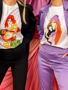 Raven T-Shirt,Bold and Confident,Youthful Redhead Girl,Orange Cat Illustration,Powerful Look,Badass Style,100% Cotton Comfort,Size-Inclusive,XS to XXL Sizes,Professional Attire,Black Power Suit,UAE Fashion,Trendy Outfit,Unique Artwork,Women's Empowerment,Stylish Statement Tee,Loyal Companion,Shop Now in UAE,Fashionable Choices,Expressive Fashion