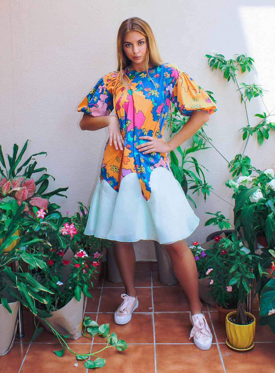 Botany Dress,Garden Collection,Summer Vibes,Matching Dresses,Twinning Outfits,Coordinating Attire,Friendship Twinning,Botanical Theme,Matching Set,Ensemble,Friend-Matching, Mid-Length Dresses,Whimsical Style,Botanical Prints,Twinning Picnic,Comfortable Attire,Outdoor Chic,Floral Group Outfit,Picnic Fashion,UAE-Based