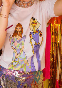 Uptown Girls T-Shirt,Zara Fashion,100% Cotton Fabric,,All-Season Wear,Artwork Illustration,Best Friends Fashion,Pastel Camo Print,Heart-Shaped Handbag,Denim Jeans,Corset Design,Inclusive Fashion,Celebrating Diversity,Unique Style,Feel Good Attire,Self-Expression,Trendy Tee,,Stylish Friendship,Fashion Choices,Dubai fashion,shop local, GCC shipping