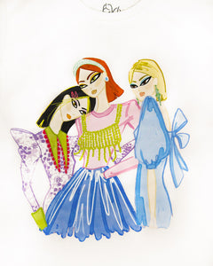 Sisterhood T-Shirt,Colorful Digital Artwork,Friendship Celebration,Embracing Differences,Stylish Outfits,Party outfit,100% Cotton Fabric,Dubai Fashion,Warm Climate Wear,UAE Style,Empowering Women,Women Supporting Women,Unique Design,Fun Night-Out Look,Sequin Skirt Pairing,Friendship Bonds,Evening wear ,Shop Now in UAE,Festive wear, confetti, birthday party