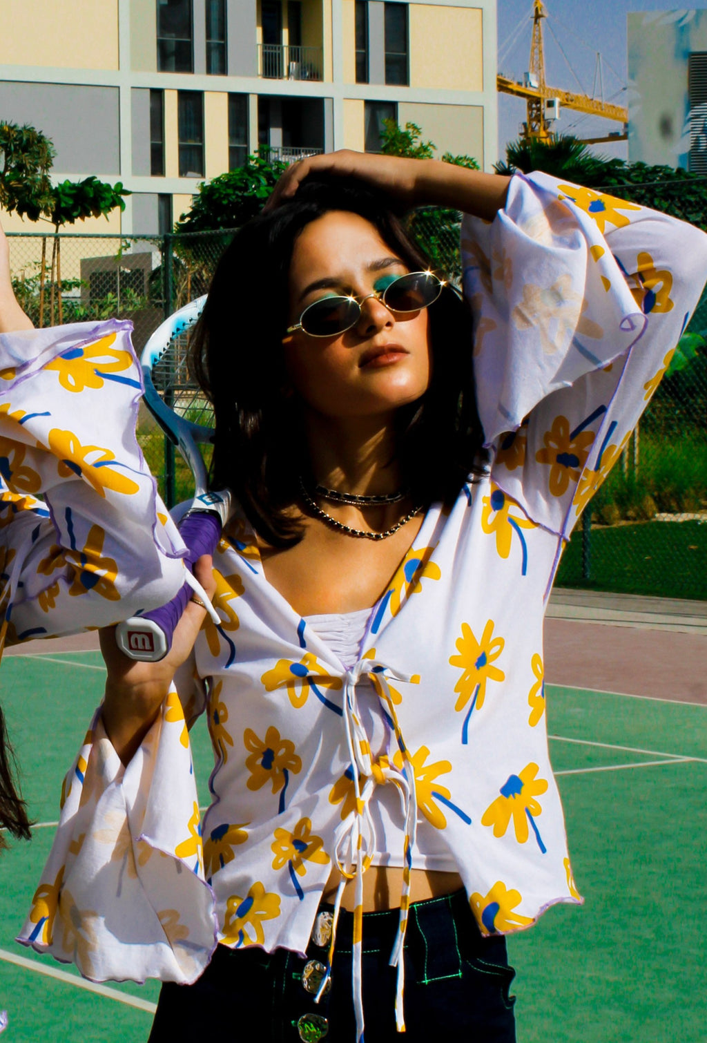 bell sleeves, front open, playful, sustainable